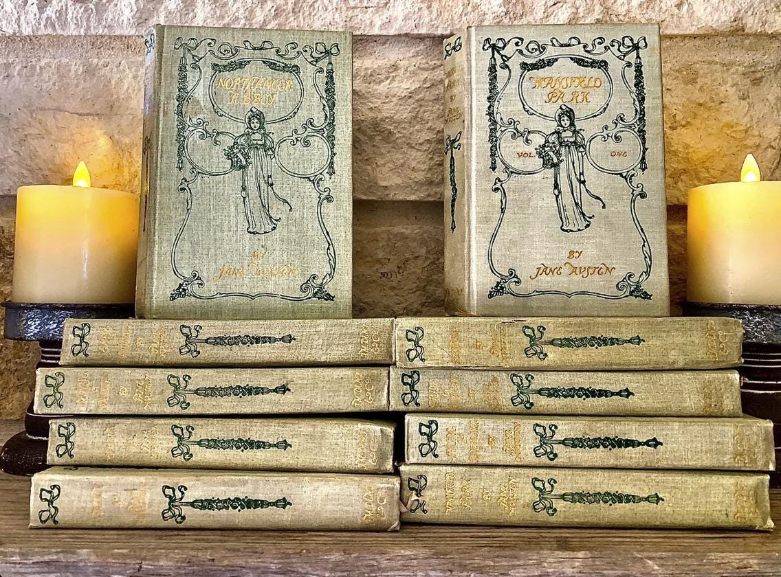 Jane Austen ~10 Volume Set~ Published by J.M. Dent & Company, c1900. Complete set with colored illustrations. Pride and Prejudice...