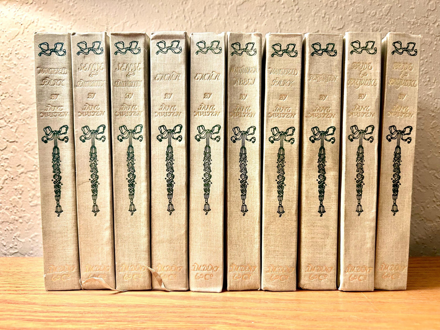 Jane Austen ~10 Volume Set~ Published by J.M. Dent & Company, c1900. Complete set with colored illustrations. Pride and Prejudice...
