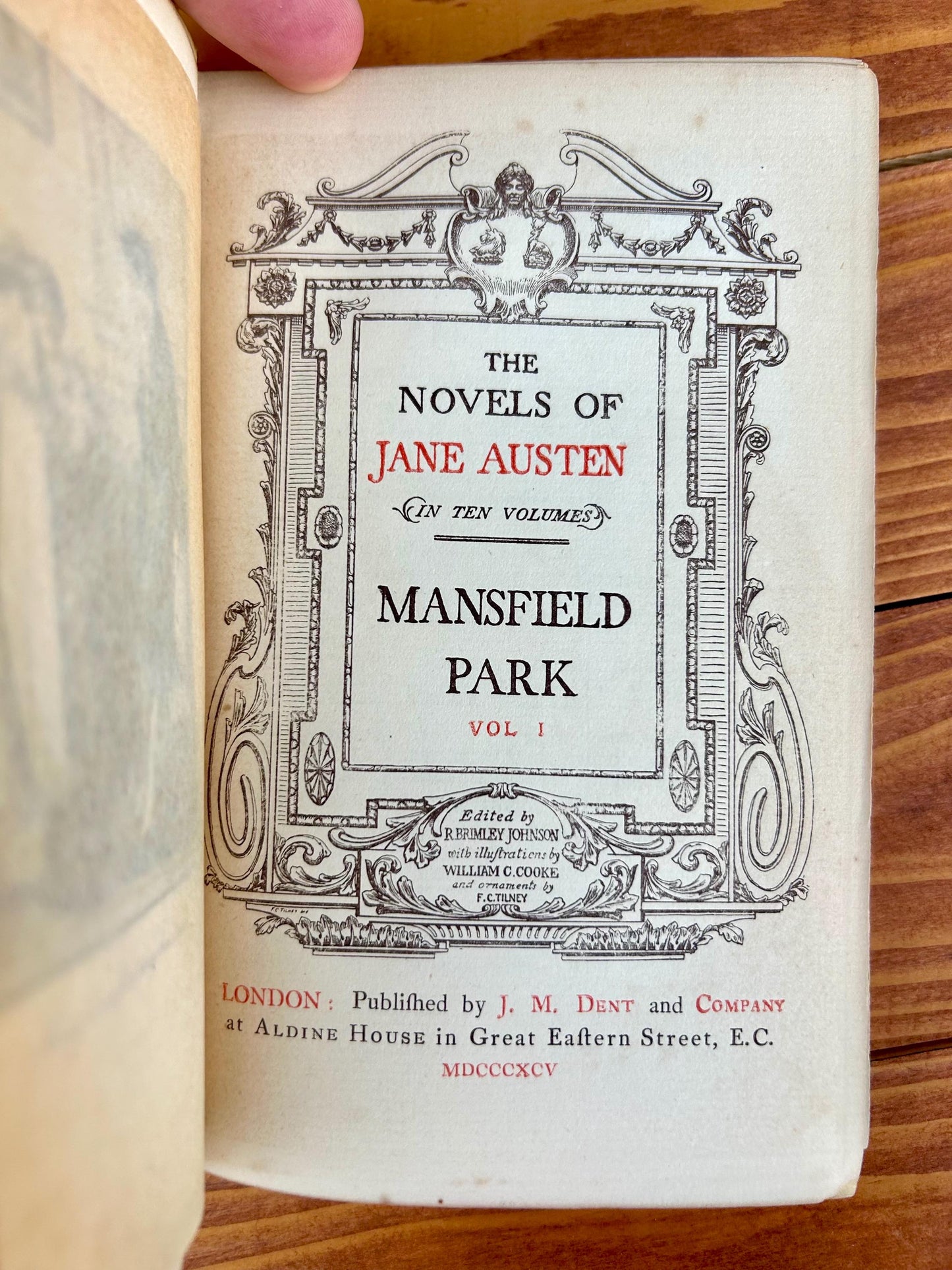 1895 Mansfield Park by Jane Austen. Published by J.M. Dent & Co, fifth edition. Bound in two volumes, illustrated