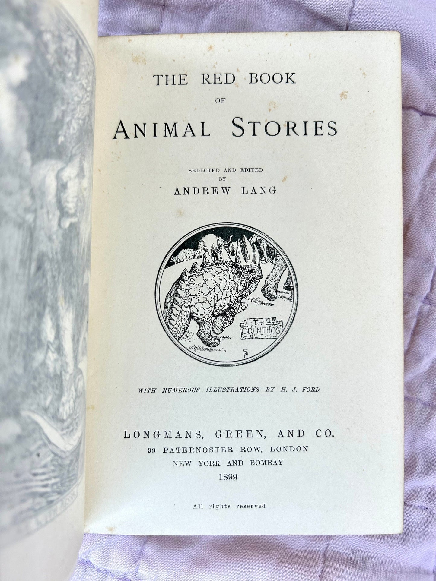 The Red Book of Animals by Andrew Lang, Illustrated, 1899, First Edition, Published by Longmans, Green, & Co.