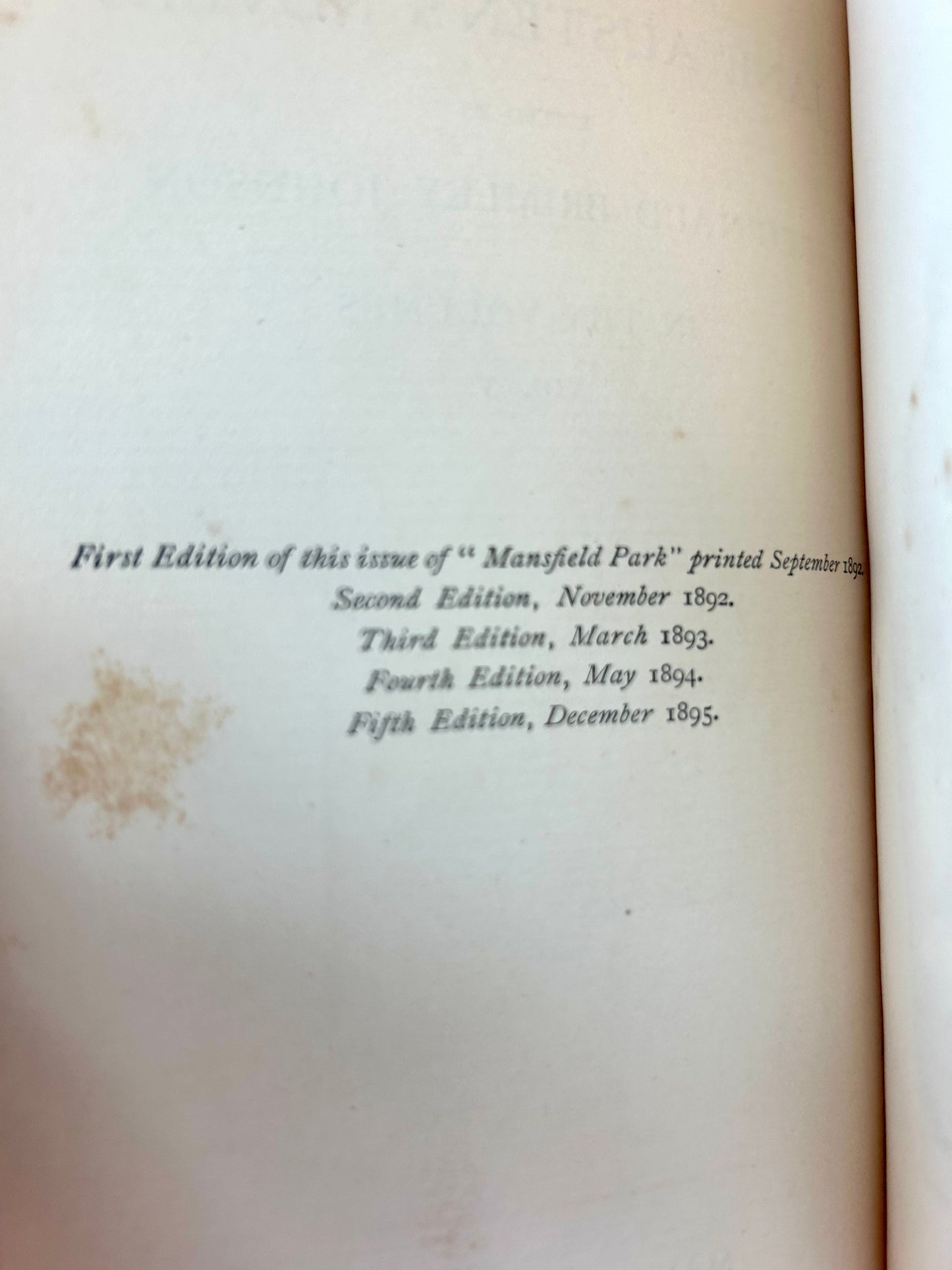 1895 Mansfield Park by Jane Austen. Published by J.M. Dent & Co, 1895, fourth edition. Beautifully illustrated in two volumes