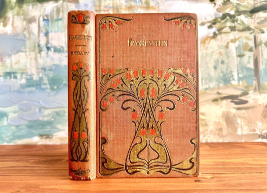 1902 Frankenstein by Mary Shelley – Homewood Publishing Floral Art Nouveau Cover | Antique Gothic Horror Classic Vintage Book